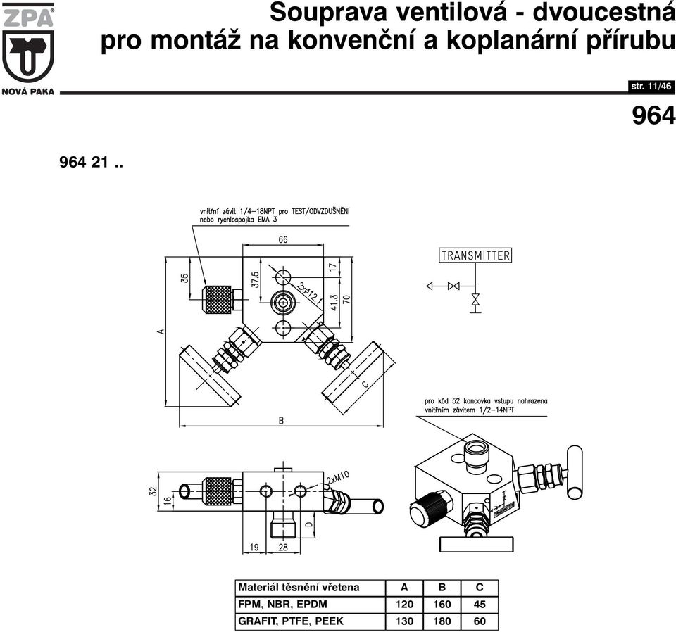 str. /46 Materiál těsnění vřetena A B FPM,