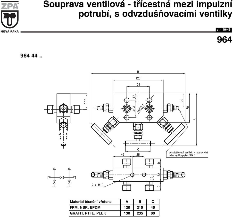 str. 9/46 Materiál těsnění vřetena A B FPM,