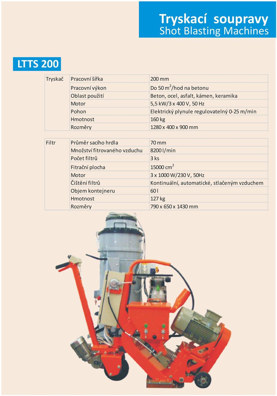 900 mm Filtr Průměr sacího hrdla 70 mm Množství fitrovaného vzduchu 8200 l/min Počet filtrů 3 ks Fitrační plocha 15000 cm 2