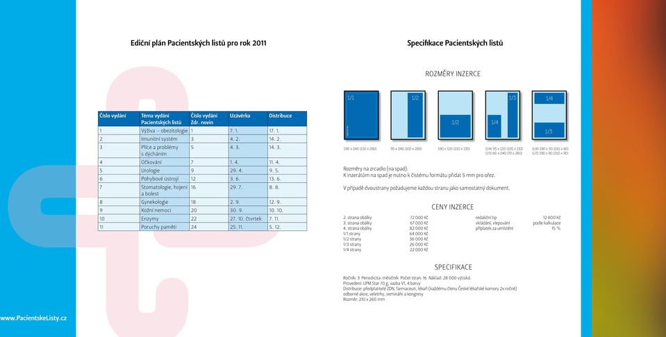 6. 13. 6. 7 Stomatologie, hojení 16 29. 7. 8. 8. a bolest 8 Gynekologie 18 2. 9. 12. 9. 9 Kožní nemoci 20 30. 9. 10. 10. 10 Enzymy 22 27. 10. čtvrtek 7. 11. 11 Poruchy paměti 24 25. 11. 5. 12. na zrcadlo 190 x 240 (210 x 260) 95 x 240 (105 x 260) Rozměry na zrcadlo (na spad).