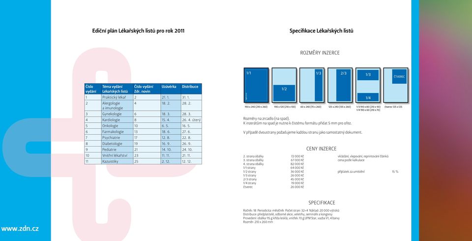 6. 27. 6. 7 Psychiatrie 17 12. 8. 22. 8. 8 Diabetologie 19 16. 9. 26. 9. 9 Pediatrie 21 14. 10. 24. 10. 10 Vnitřní lékařství 23 11. 11. 21. 11. 11 Kazuistiky 25 2. 12. 12. 12. na zrcadlo 190 x 240 (210 x 260) 1/2 190 x 120 (210 x 130) Rozměry na zrcadlo (na spad).
