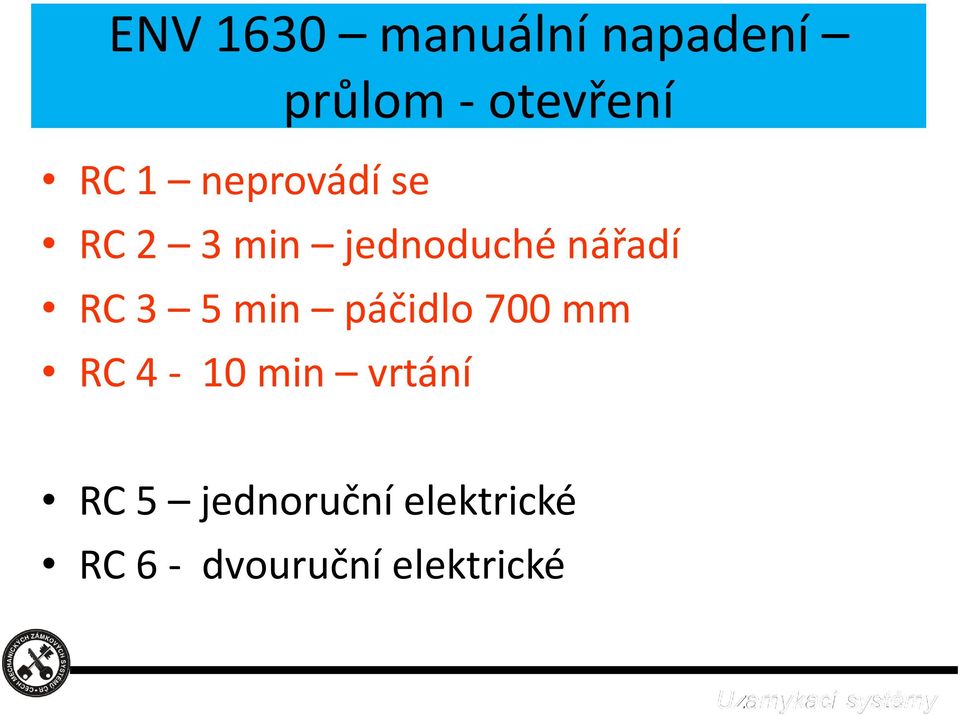 3 5 min páčidlo 700 mm RC 4-10 min vrtání RC 5