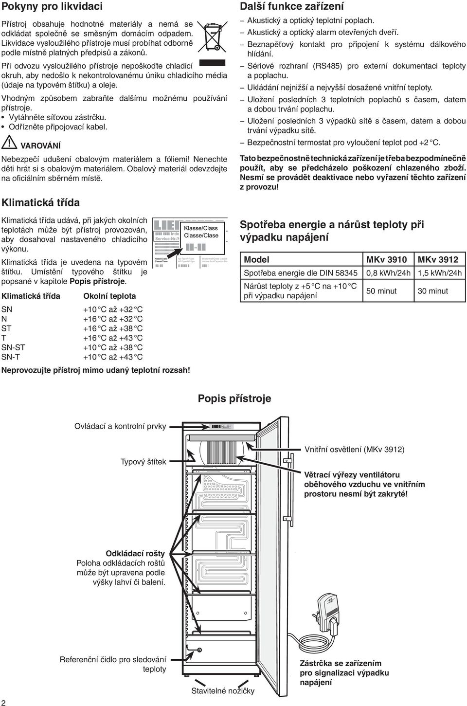 Při odvozu vysloužilého přístroje nepoškoďte chladicí okruh, aby nedošlo k nekontrolovanému úniku chladicího média (údaje na typovém štítku) a oleje.