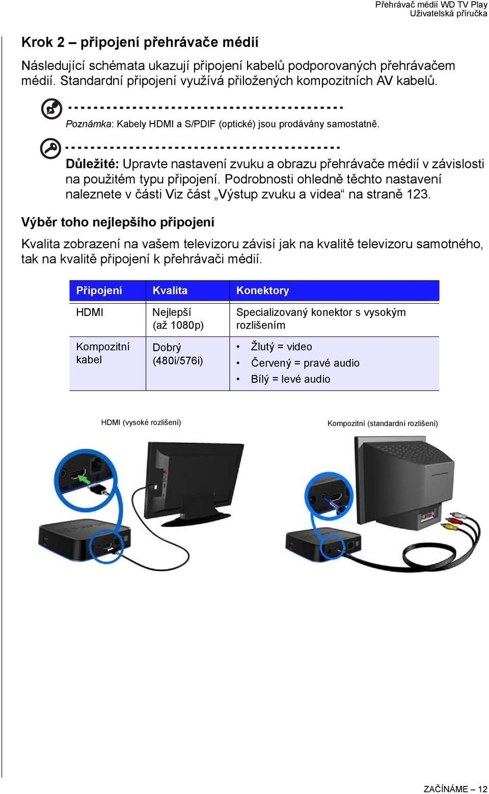 Podrobnosti ohledně těchto nastavení naleznete v části Viz část Výstup zvuku a videa na straně 123.