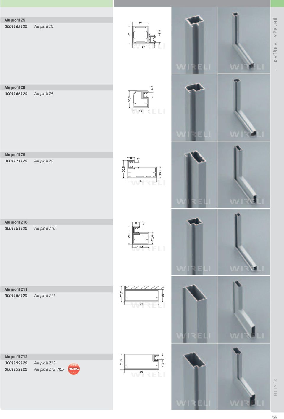 profil Z10 3001151120 Alu profil Z10 Alu profil Z11 3001155120 Alu profil