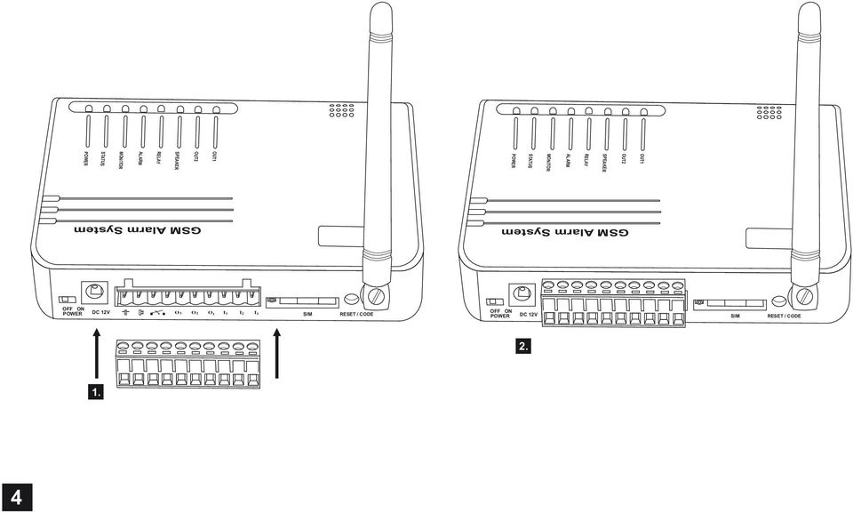 System GSM Alarm System OFF ON POWER DC 12V O3 O2 O1 I3 I2