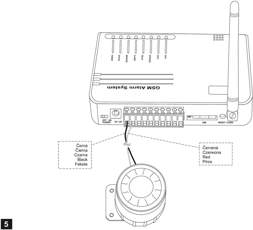 DC 12V SIM RESET / CODE Černá Čierna