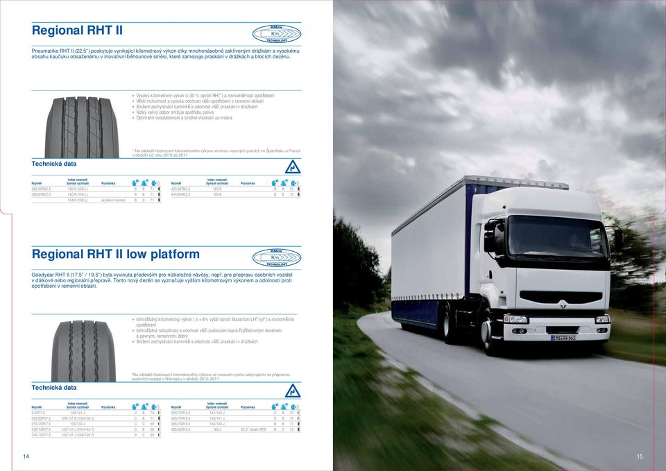 Vysoký kilometrový výkon (+30 % oproti RHT*) a rovnom rnost opot ebení V tší mohutnost a vysoká odolnost v i opot ebení v ramenní oblasti Snížení zachytávání kamínk a odolnost v i praskání v drážkách