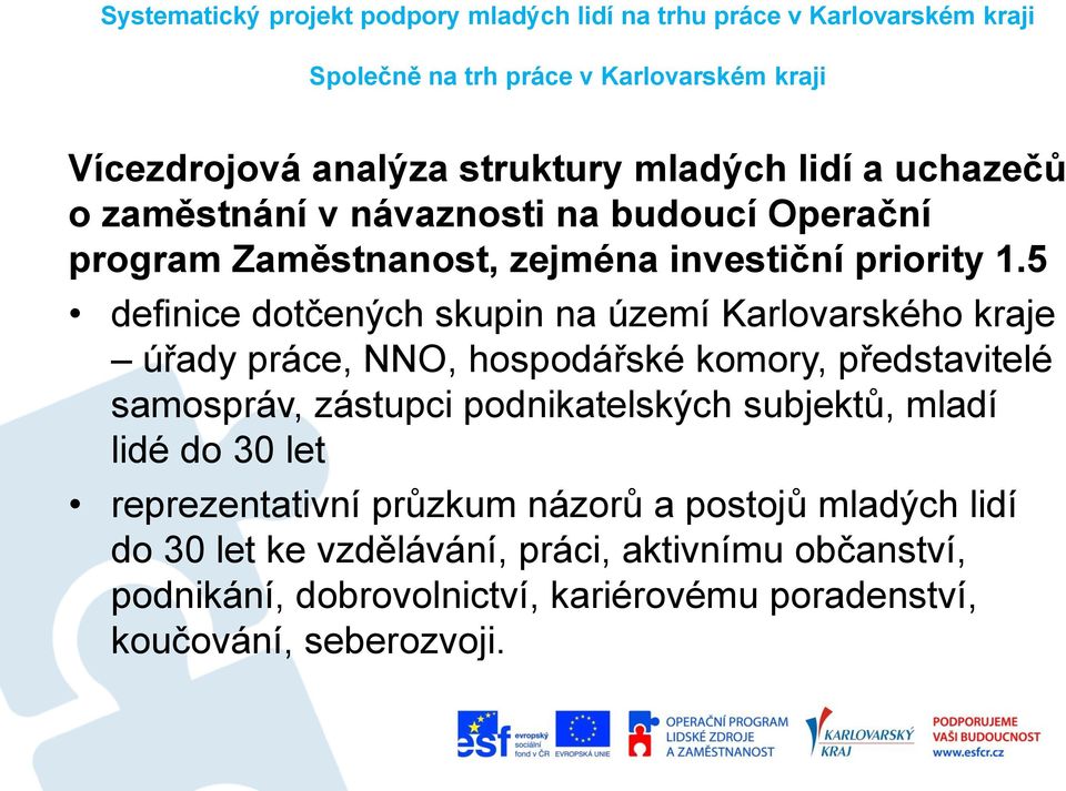 5 definice dotčených skupin na území Karlovarského kraje úřady práce, NNO, hospodářské komory, představitelé samospráv,