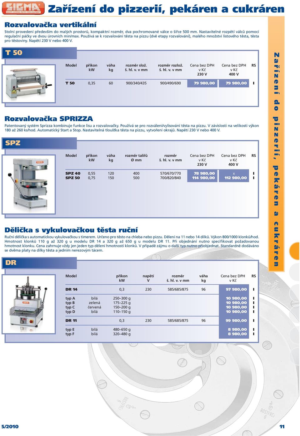 Napětí 230 V nebo 400 V. T50 Model příkon vá