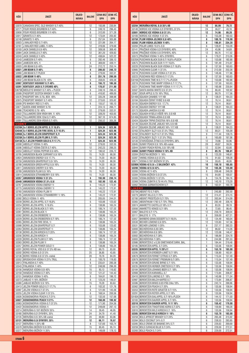 5l 40% 12 309,58 368,40 53084 JACK DANIELS 0.7l 40% 12 361,20 429,83 53243 JACK DANIELS 1l 43% 12 438,84 522,22 53143 JAMESON 0.