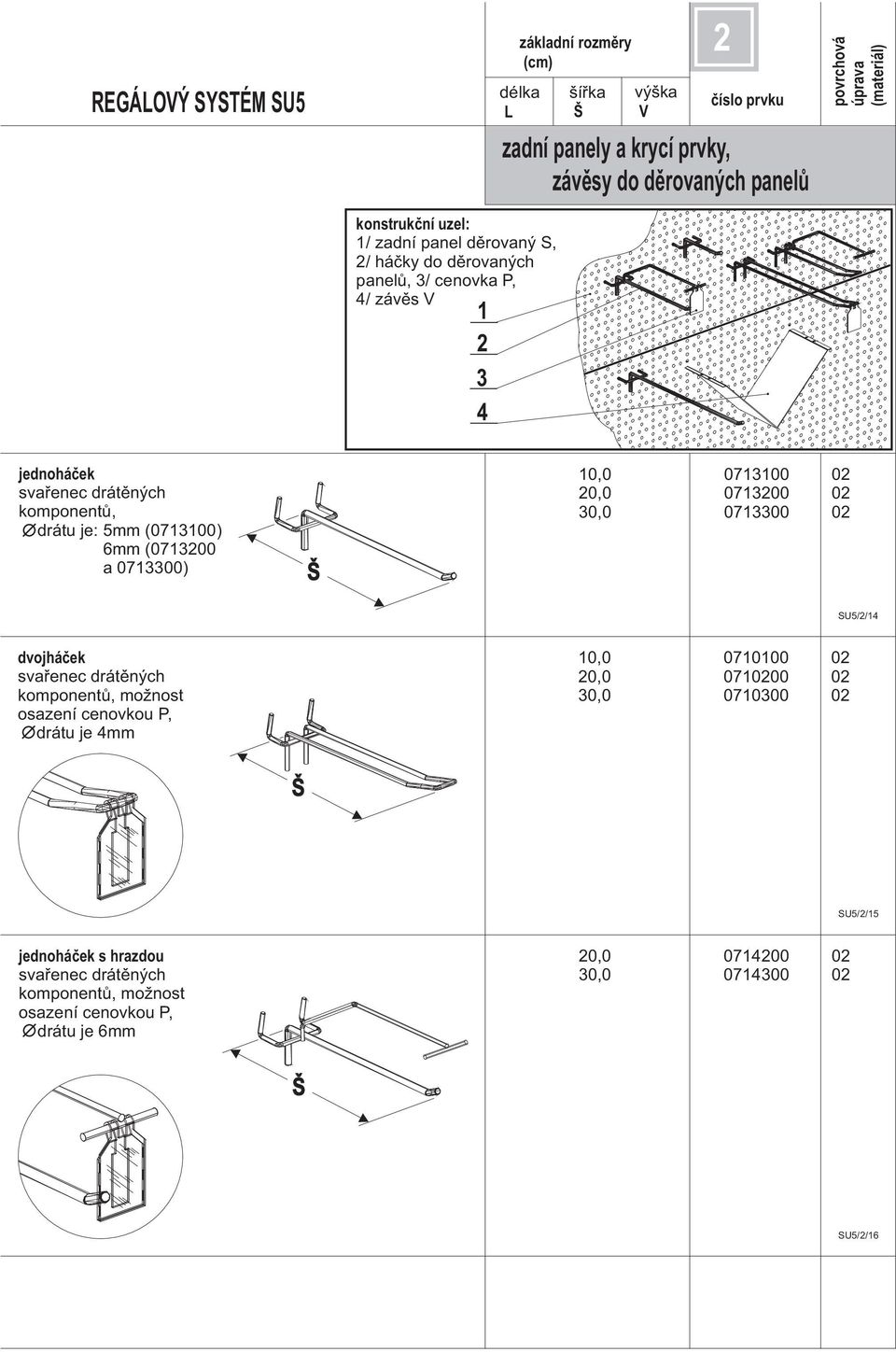 0 0,0 0700 0 SU5// dvojháèek svaøenec drátìných komponentù, mo nost osazení cenovkou P, drátu je mm 0,0 07000 0 0,0 07000 0 0,0