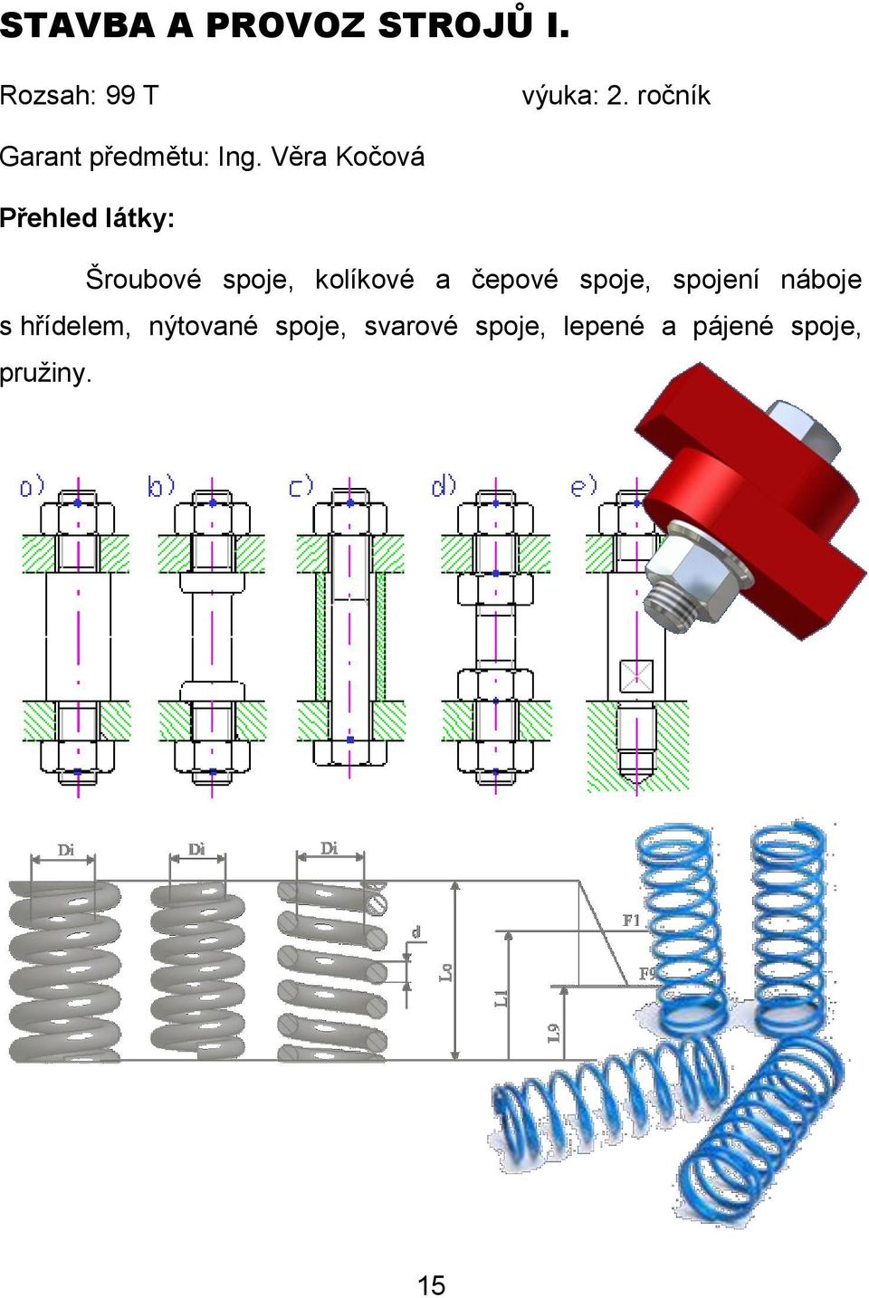 Věra Kočová Šroubové spoje, kolíkové a čepové spoje,