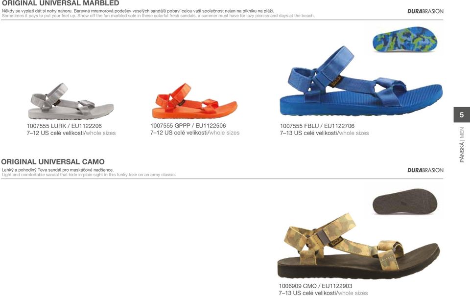 5 1007555 LURK / EU1122206 7 12 US celé velikosti/whole sizes Original Universal CAMO Lehký a pohodlný Teva sandál pro maskáčové nadšence.