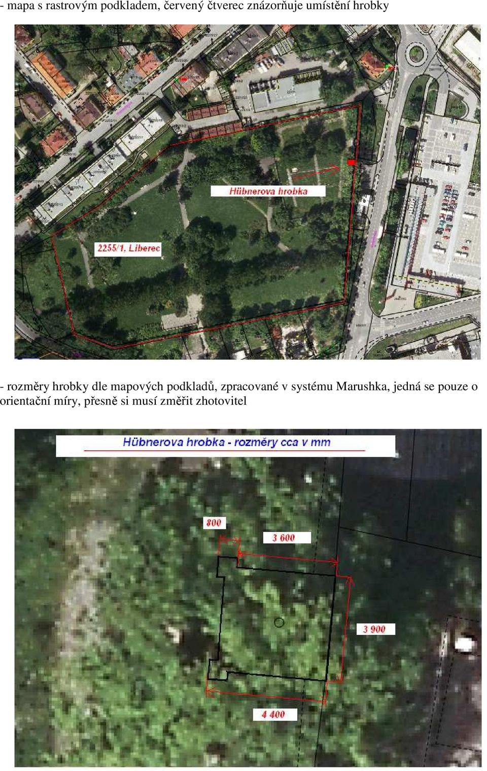 mapových podkladů, zpracované v systému Marushka,