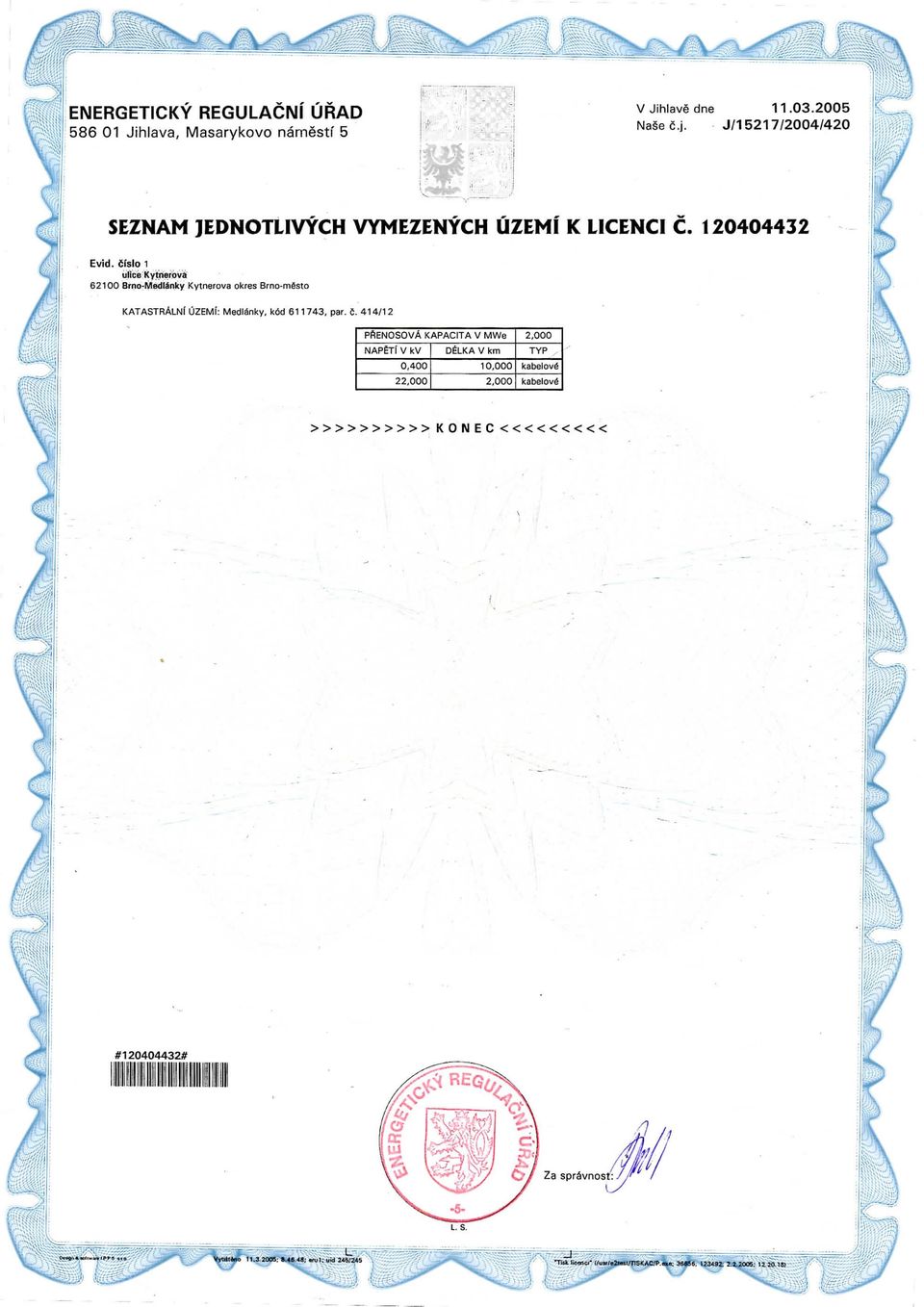 Cfslo 1 ulice Kytnerbva 62100 Brno-MedlSnky Kytnerova okres Brno-m6sto KATASTRALNI UZEMI: Medlanky, kod 611743, par.. 414/12 PP.