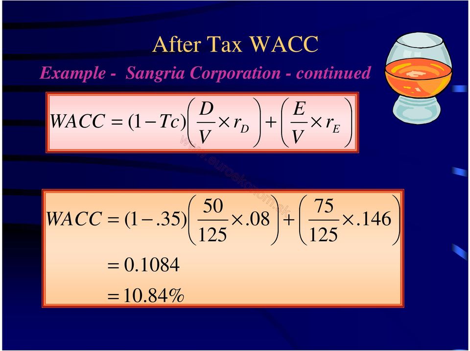 (1 Tc) rd + re V V WACC = (1.