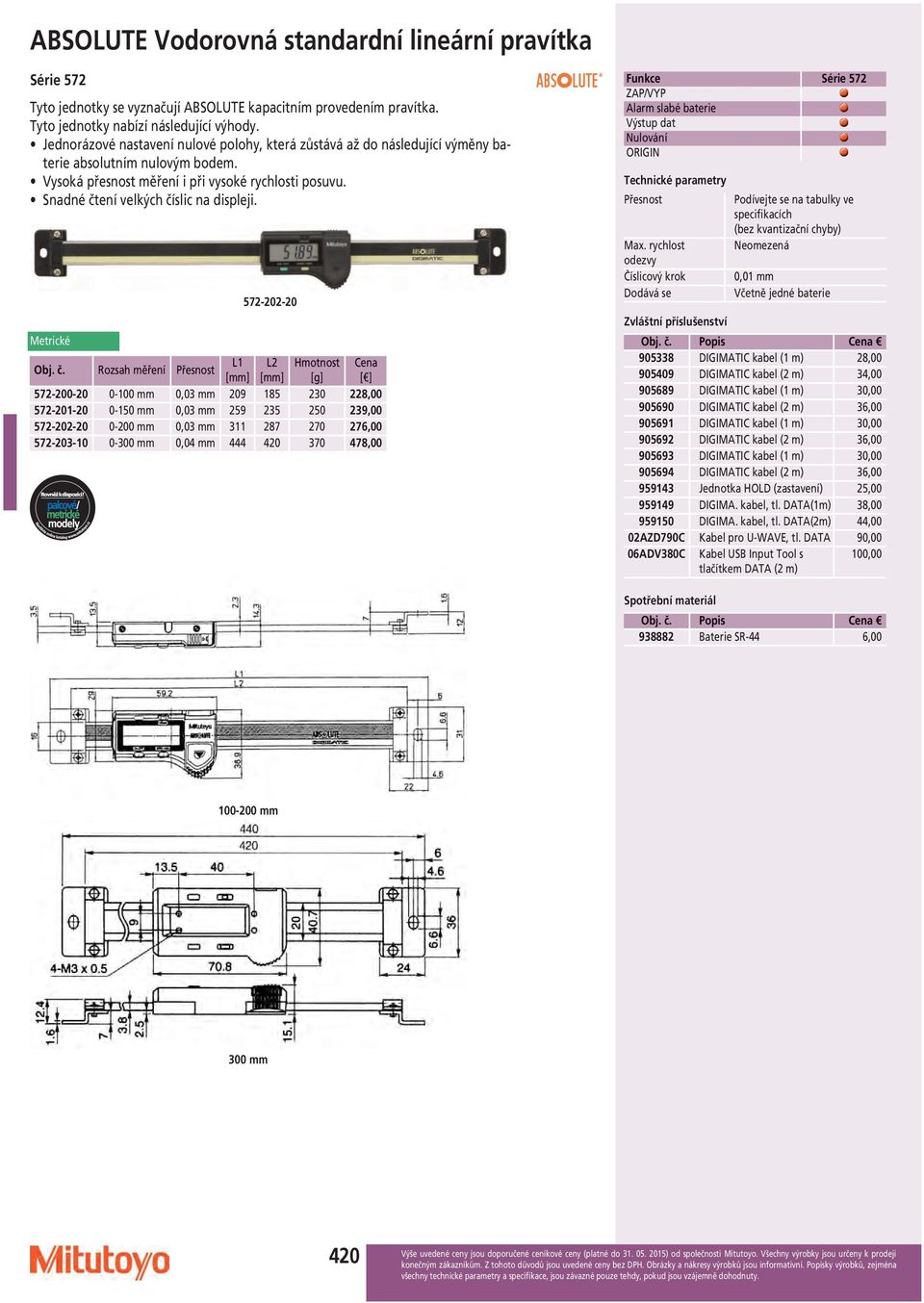 572-202-20 572-200-20 0-100 mm 0,03 mm 209 185 230 228,00 572-201-20 0-150 mm 0,03 mm 259 235 250 239,00 572-202-20 0-200 mm 0,03 mm 311 287