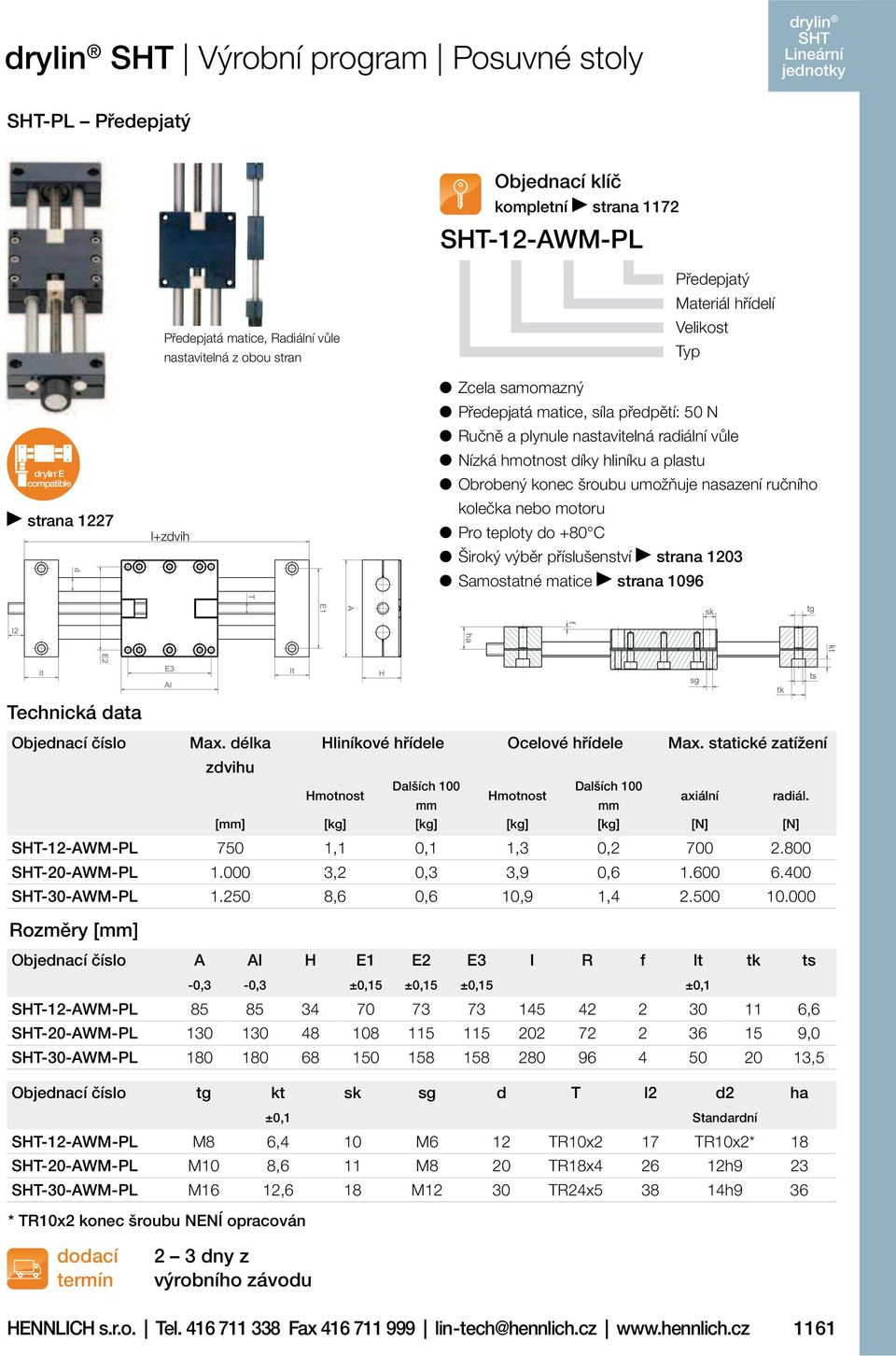 Pro teploty do +80 C Široký výběr příslušenství strana 1203 Samostatné matice strana 1096 T A E1 sk tg l2 f ha kt E2 E3 Al H sg tk ts Technická data Objednací číslo Max.