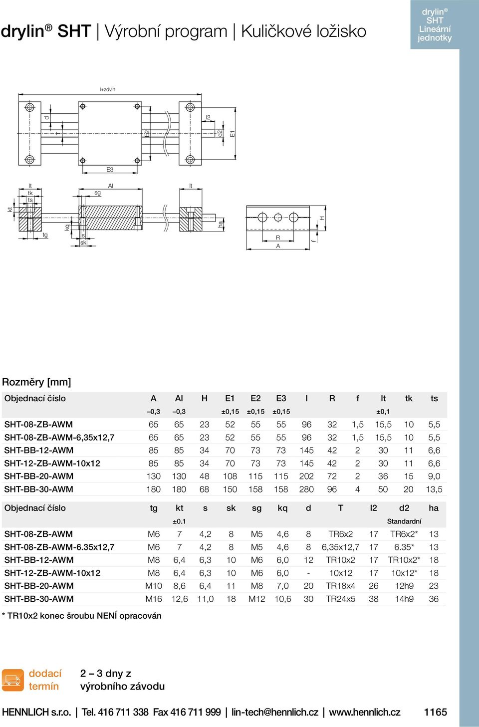 145 42 2 30 11 6,6 -BB-20-AWM 130 130 48 108 115 115 202 72 2 36 15 9,0 -BB-30-AWM 180 180 68 150 158 158 280 96 4 50 20 13,5 Objednací číslo tg kt s sk sg kq d T l2 d2 ha ±0.