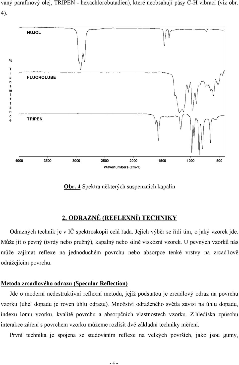 ODRAZNÉ (REFLEXNÍ) TECHNIKY Odrazných technik je v IČ spektroskopii celá řada. Jejich výběr se řídí tím, o jaký vzorek jde. Může jít o pevný (tvrdý nebo pružný), kapalný nebo silně viskózní vzorek.