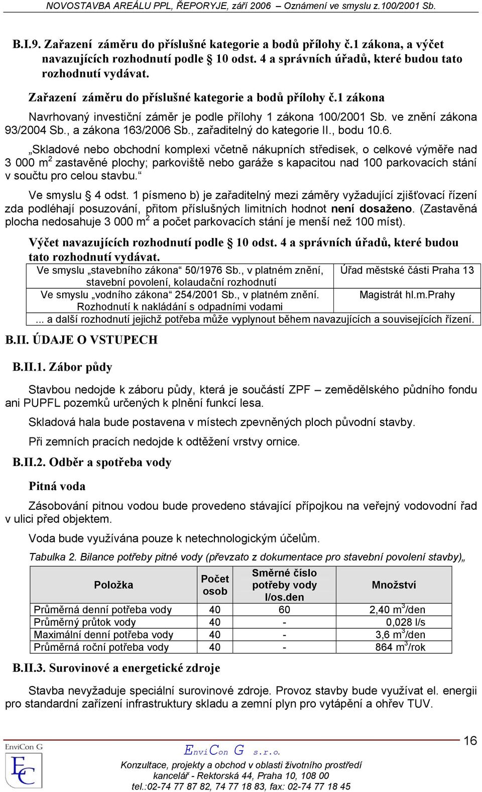 , zařaditelný do kategorie II., bodu 10.6.