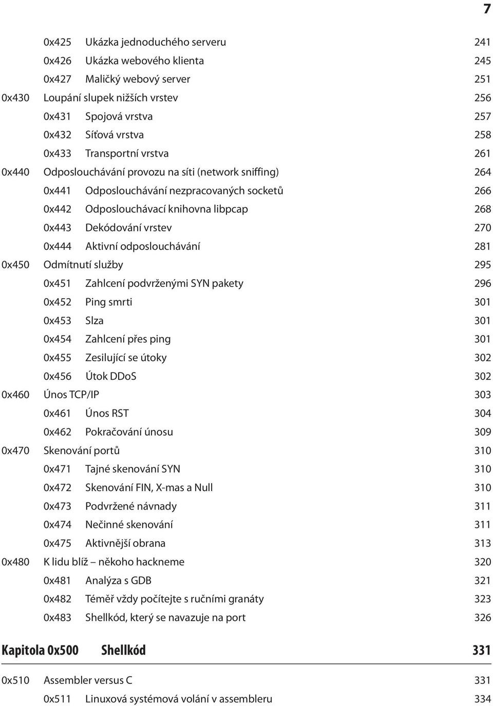 vrstev 270 0x444 Aktivní odposlouchávání 281 0x450 Odmítnutí služby 295 0x451 Zahlcení podvrženými SYN pakety 296 0x452 Ping smrti 301 0x453 Slza 301 0x454 Zahlcení přes ping 301 0x455 Zesilující se