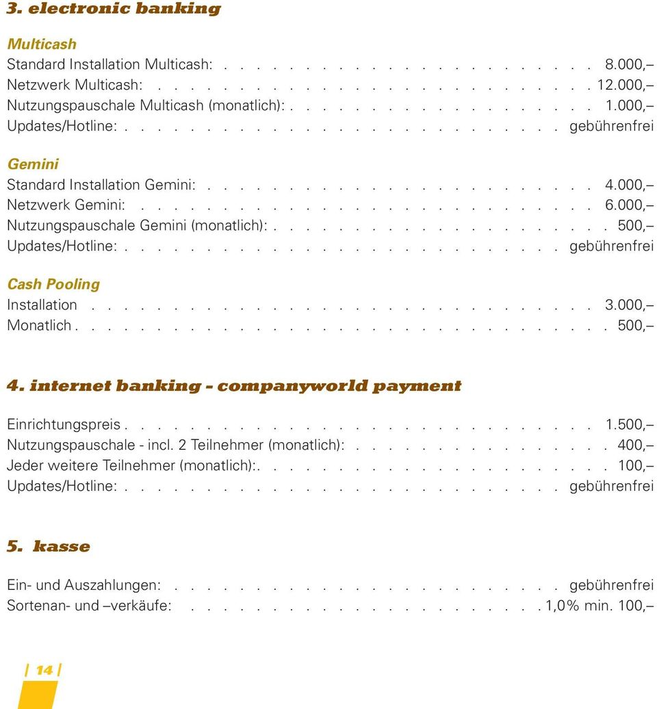 .................... 500, Updates/Hotline:........................... gebührenfrei Cash Pooling Installation............................... 3.000, Monatlich................................. 500, 4.