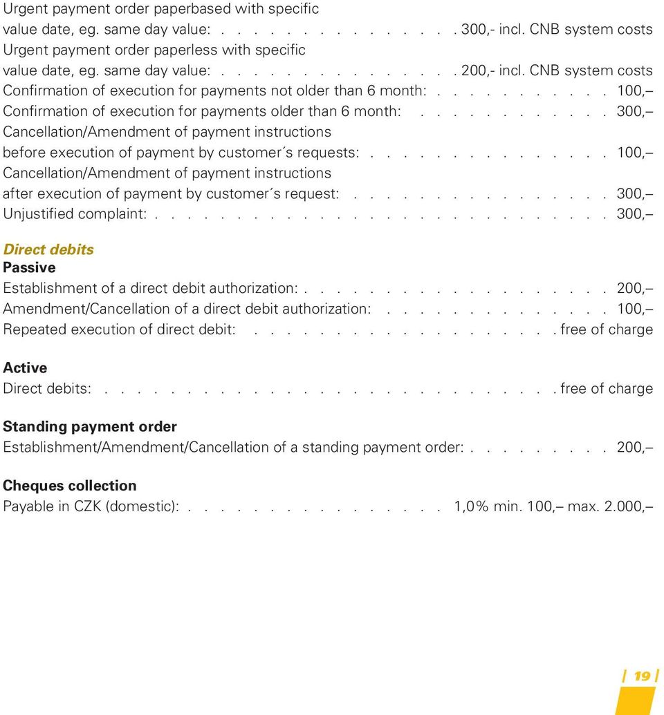 ........... 300, Cancellation/Amendment of payment instructions before execution of payment by customer s requests:.