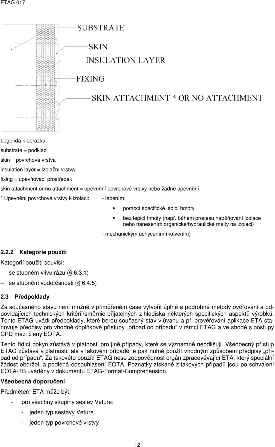 během procesu napěňování izolace nebo nanesením organické/hydraulické malty na izolaci) - mechanickým uchycením (kotvením) 2.2.2 Kategorie použití Kategorií použití souvisí: se stupněm vlivu rázu ( 6.