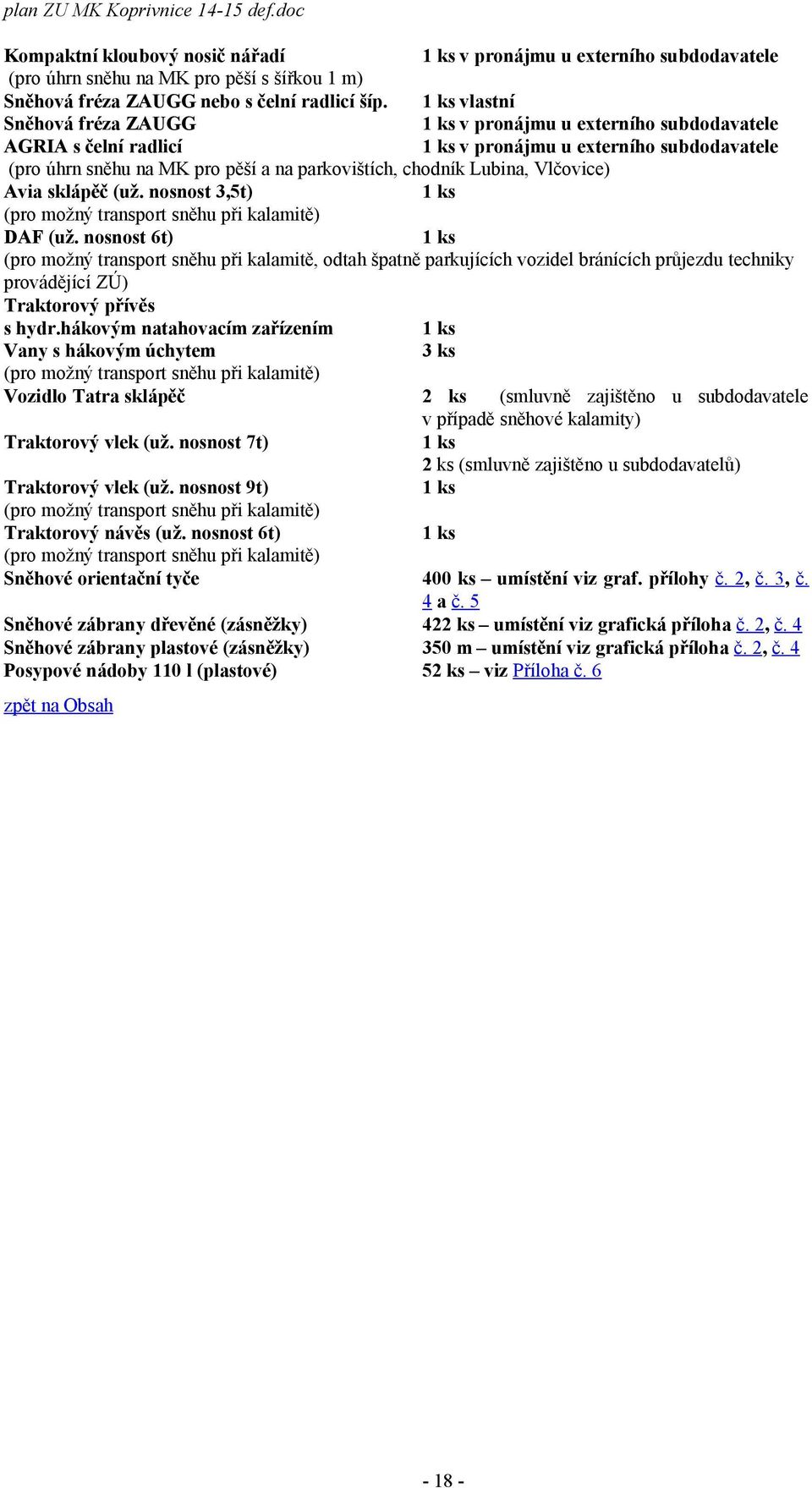 Lubina, Vlčovice) Avia sklápěč (už. nosnost 3,5t) 1 ks (pro možný transport sněhu při kalamitě) DAF (už.