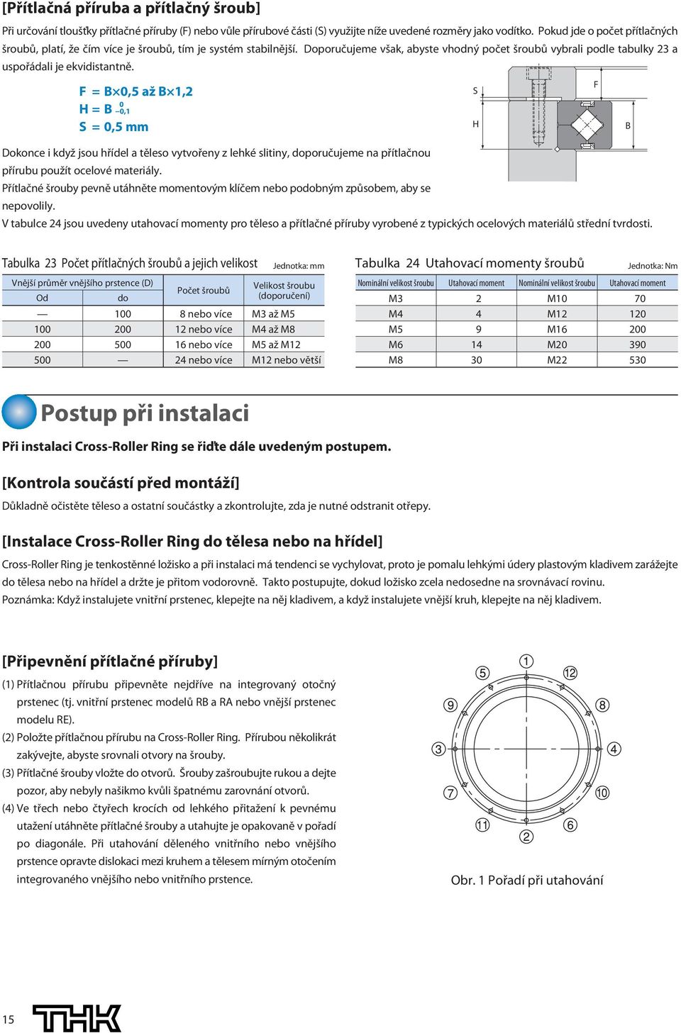 F = B 0,5 až B 1,2 H = B 0,1 0 S = 0,5 mm Dokonce i když jsou hřídel a těleso vytvořeny z lehké slitiny, dopoučujeme na přítlačnou příubu použít ocelové mateiály.