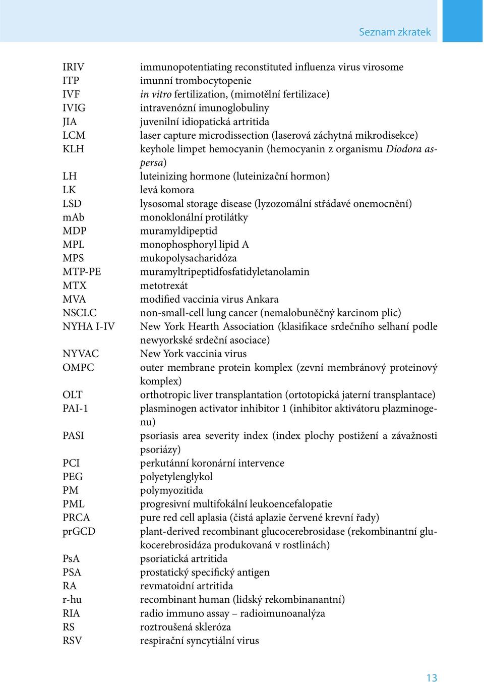 (laserová záchytná mikrodisekce) keyhole limpet hemocyanin (hemocyanin z organismu Diodora aspersa) luteinizing hormone (luteinizační hormon) levá komora lysosomal storage disease (lyzozomální