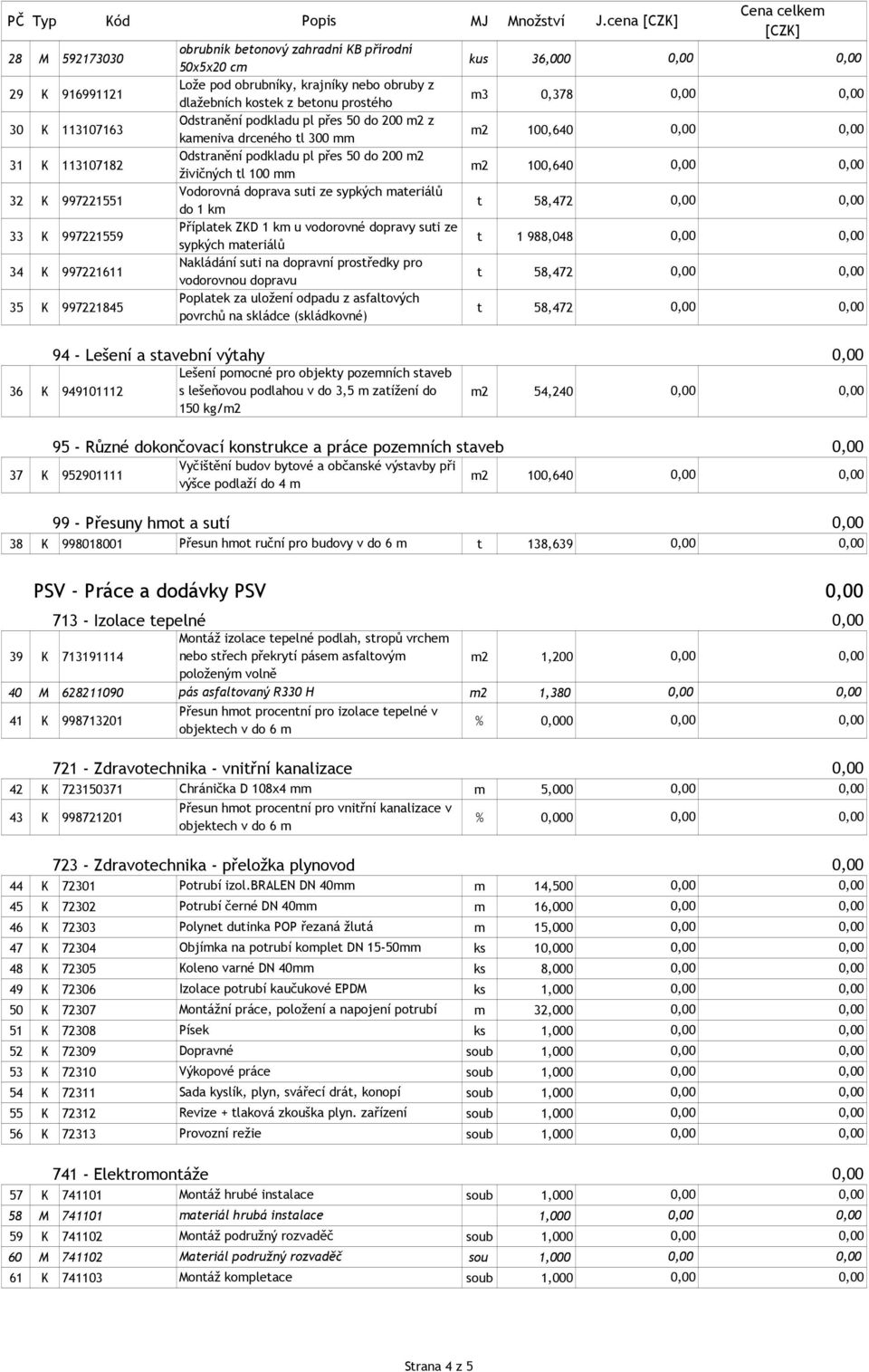 Vodorovná doprava suti ze sypkých materiálů do 1 km 33 997221559 Příplatek ZD 1 km u vodorovné dopravy suti ze sypkých materiálů t 1 988,048 34 997221611 Nakládání suti na dopravní prostředky pro