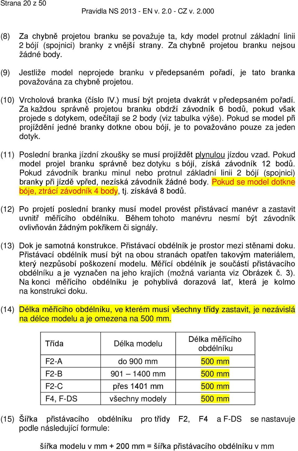 Za každou správně projetou branku obdrží závodník 6 bodů, pokud však projede s dotykem, odečítají se 2 body (viz tabulka výše).