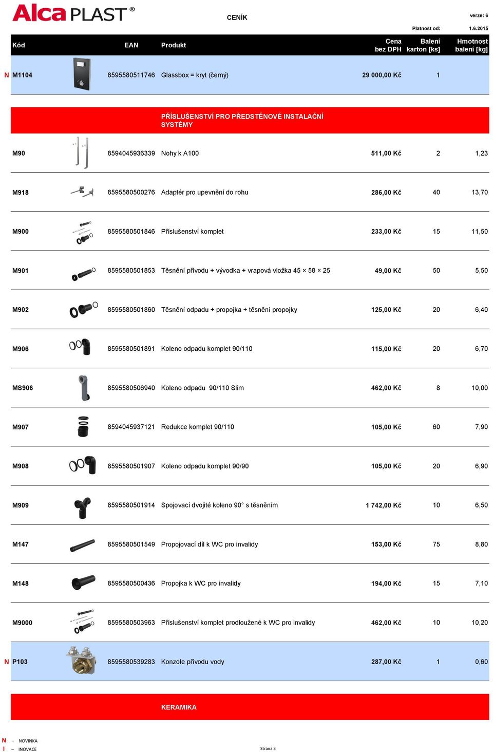 odpadu + propojka + těsnění propojky 125,00 Kč 20 6,40 M906 8595580501891 Koleno odpadu komplet 90/110 115,00 Kč 20 6,70 MS906 8595580506940 Koleno odpadu 90/110 Slim 462,00 Kč 8 10,00 M907