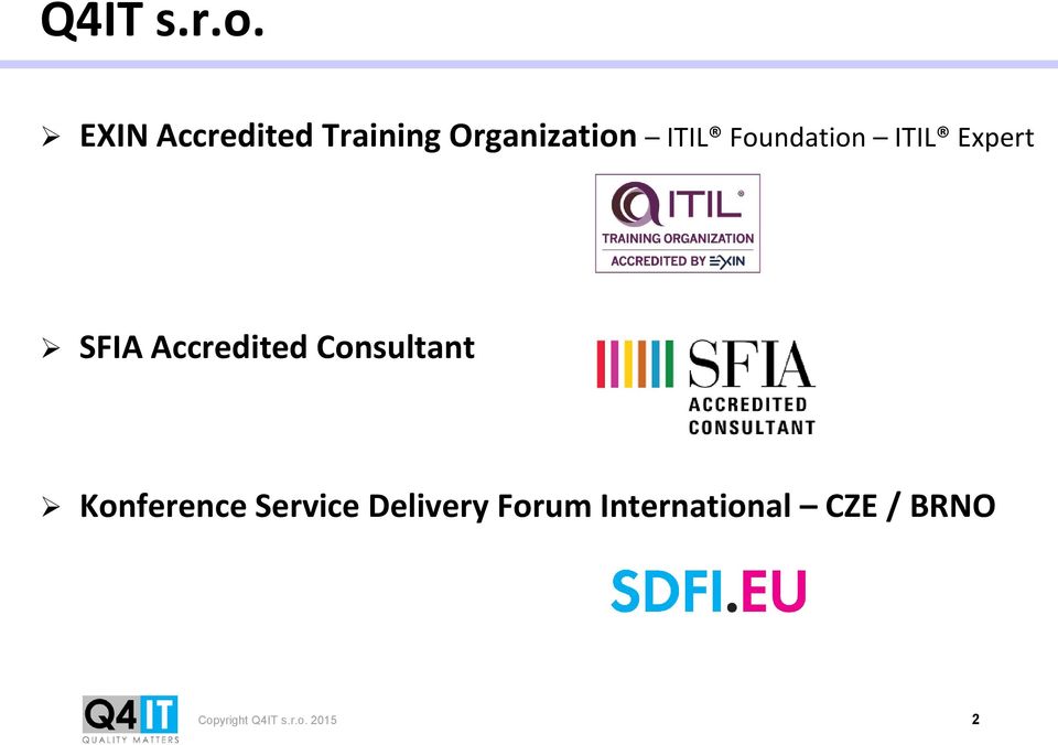 Foundation ITIL Expert SFIA Accredited