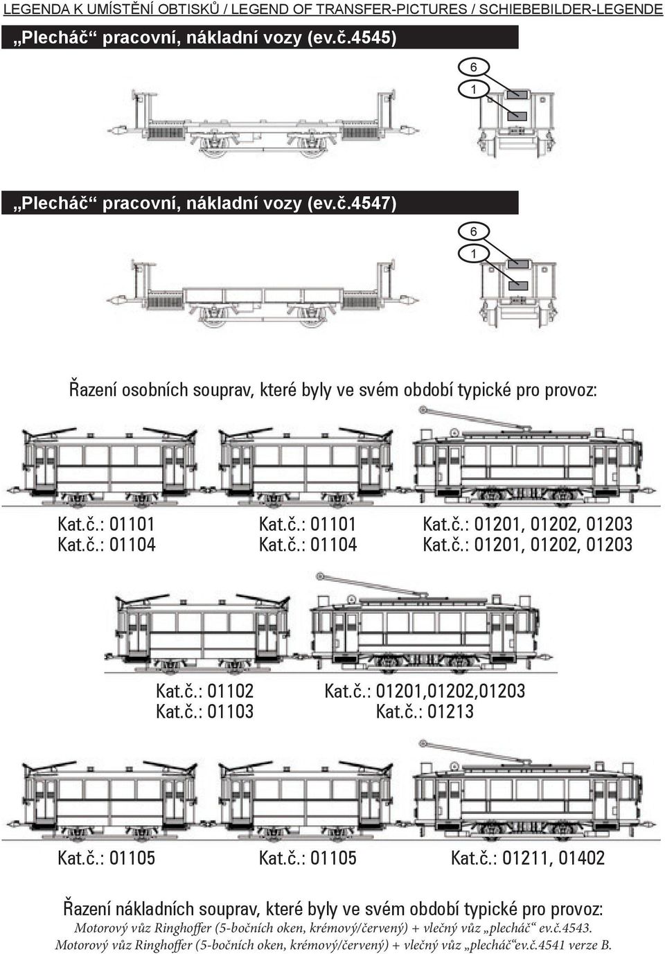 č.3. Motorový vůz Ringhoffer (-bočních oken, krémový/červený) + vlečný vůz plecháč ev.č. verze B.