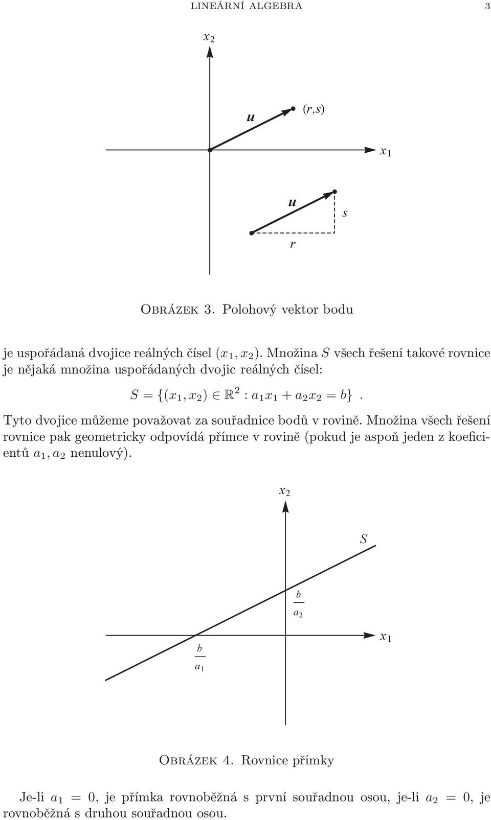 považovat za souřadnice bodů v rovině Množina všech řešení rovnice pak geometricky odpovídá přímce v rovině(pokud je aspoň jeden z koeficientů a