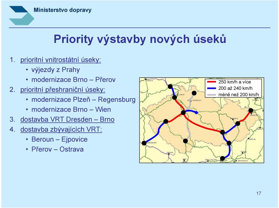 prioritní přeshraniční úseky: modernizace Plzeň Regensburg modernizace