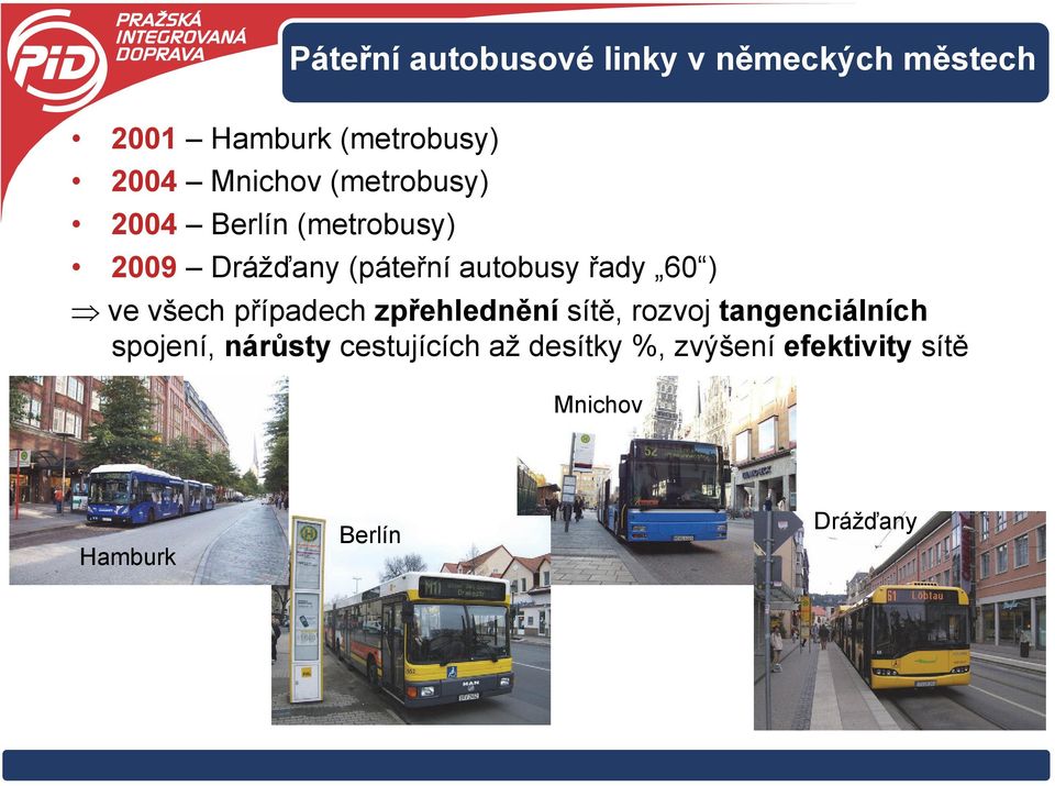 řady 60 ) ve všech případech zpřehlednění sítě, rozvoj tangenciálních spojení,