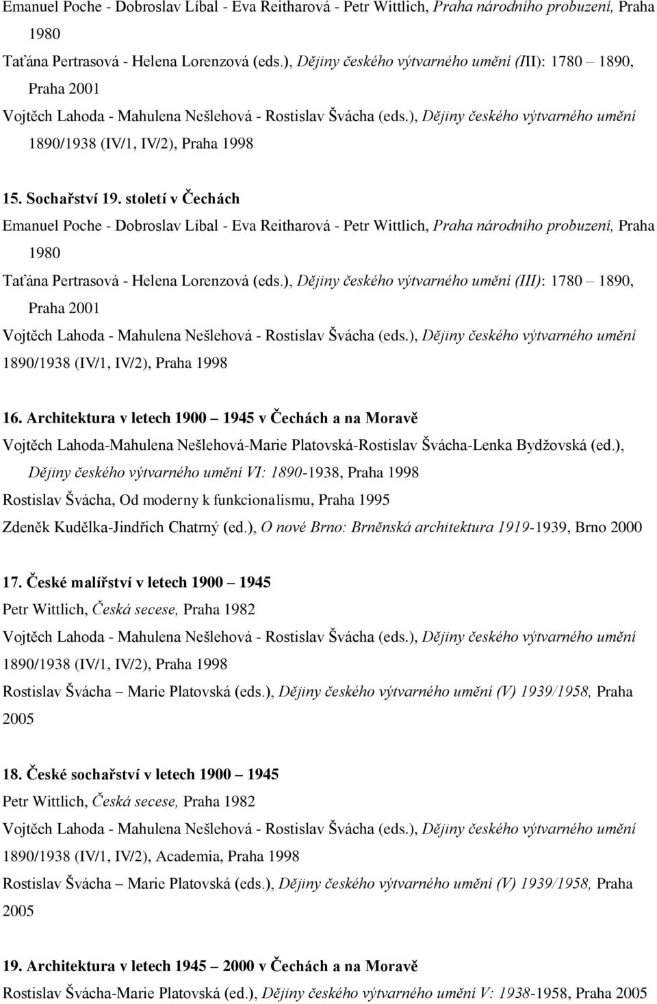 Sochařství 19. století v Čechách ), Dějiny českého výtvarného umění (III): 1780 1890, Praha 2001 Vojtěch Lahoda - Mahulena Nešlehová - Rostislav Švácha (eds.