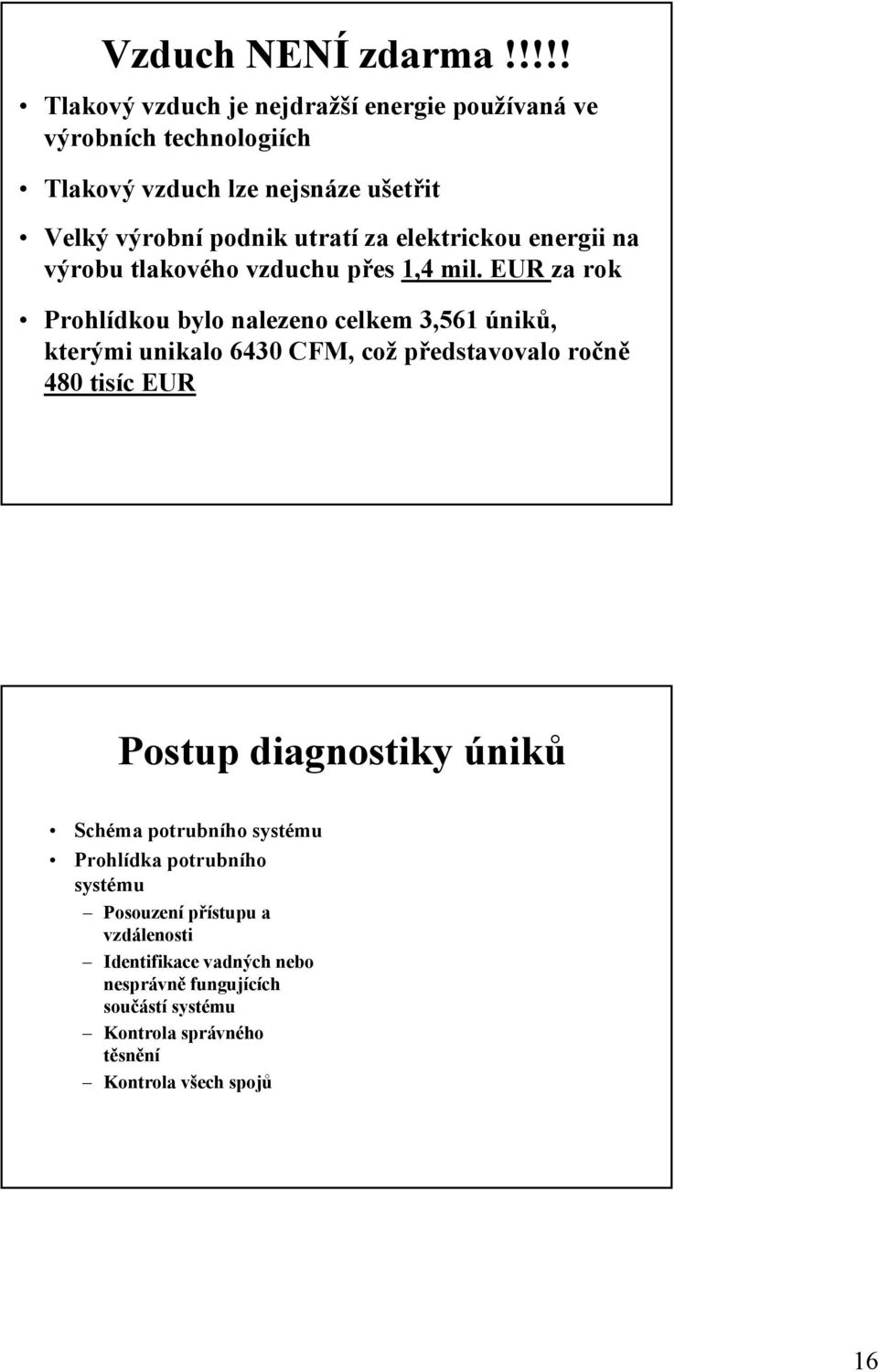 za elektrickou energii na výrobu tlakového vzduchu přes 1,4 mil.