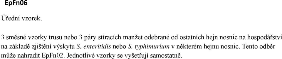 ostatních hejn nosnic na hospodářství na základě zjištění výskytu S.