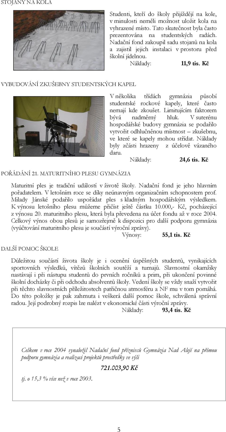 MATURITNÍHO PLESU GYMNÁZIA V několika třídách gymnázia působí studentské rockové kapely, které často nemají kde zkoušet. Limitujícím faktorem bývá nadměrný hluk.