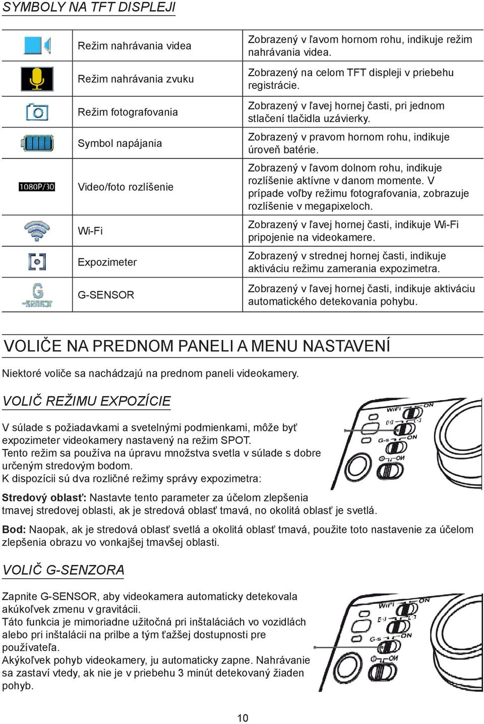 Zobrazený v pravom hornom rohu, indikuje úroveň batérie. Zobrazený v ľavom dolnom rohu, indikuje rozlíšenie aktívne v danom momente.