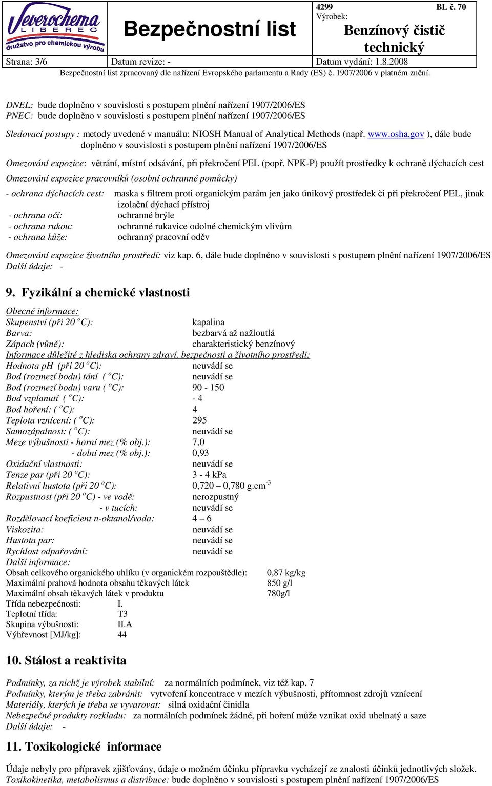 NIOSH Manual of Analytical Methods (např. www.osha.