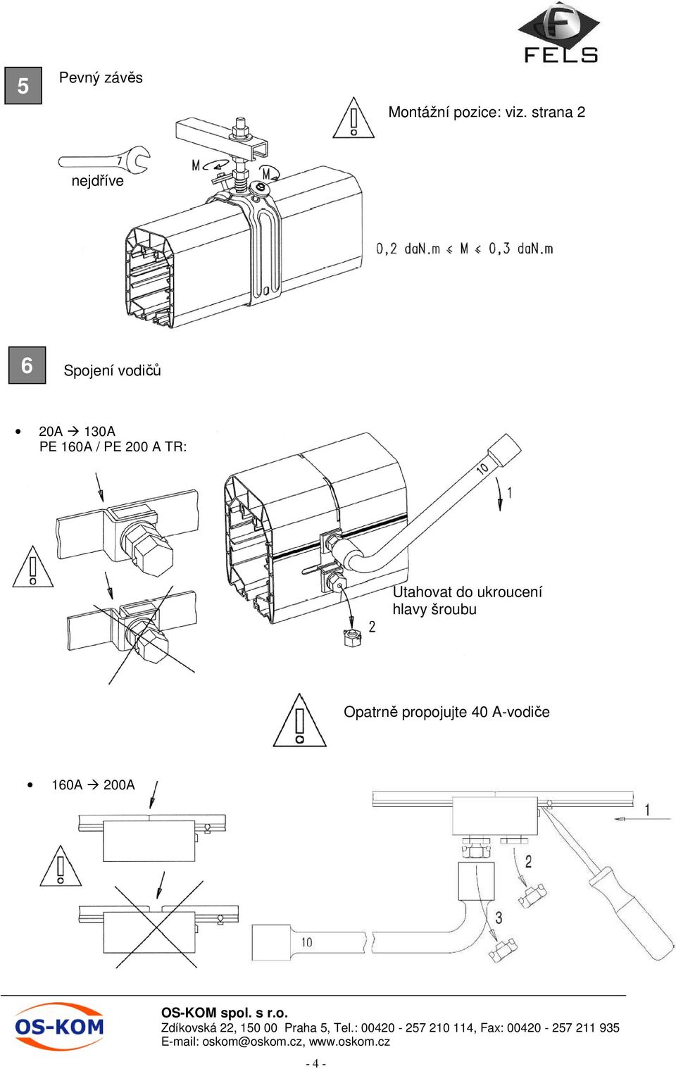 PE 160A / PE 200 A TR: Utahovat do ukroucení