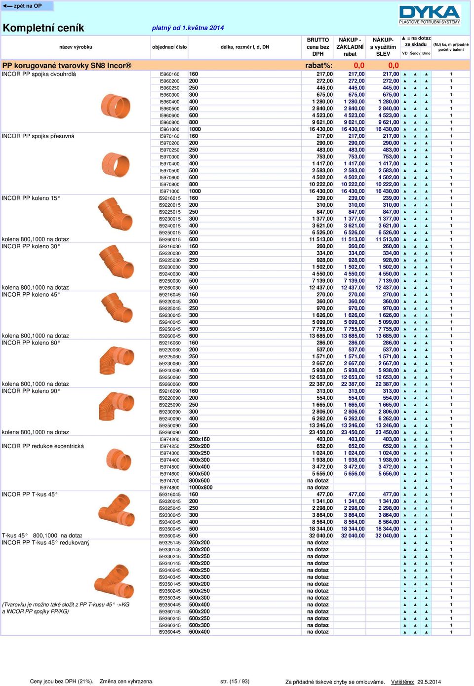 430,00 INCOR PP spojka přesuvná I597060 60 27,00 27,00 27,00 I5970200 200 290,00 290,00 290,00 I5970250 250 483,00 483,00 483,00 I5970300 300 753,00 753,00 753,00 I5970400 400 47,00 47,00 47,00