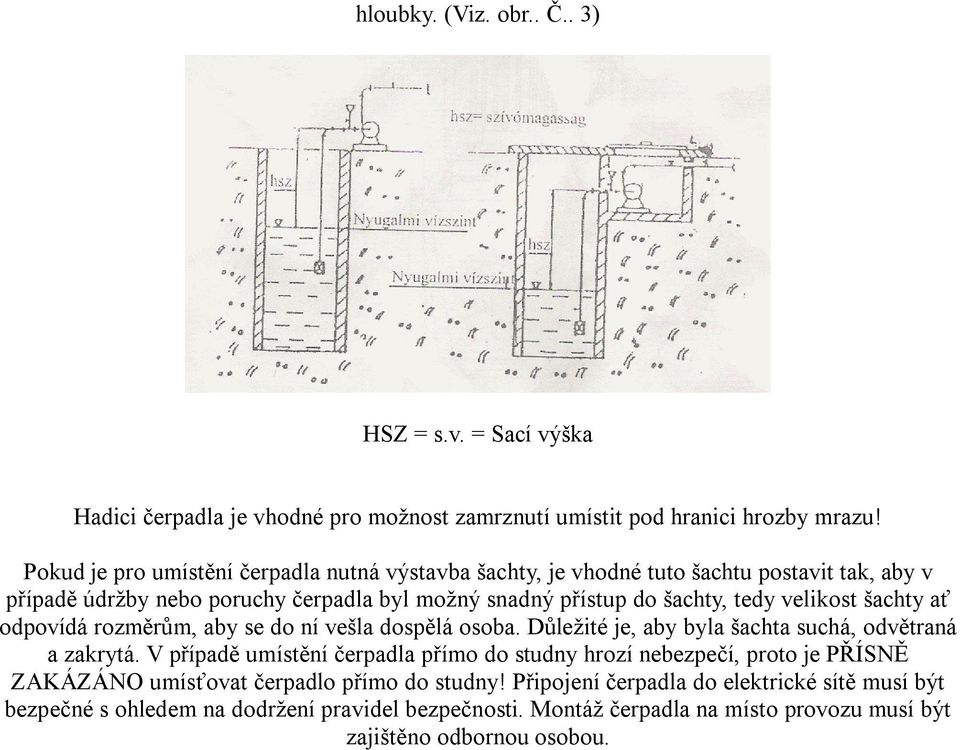 velikost šachty ať odpovídá rozměrům, aby se do ní vešla dospělá osoba. Důležité je, aby byla šachta suchá, odvětraná a zakrytá.